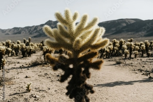 Obraz Desert Blooming Area with Cacti