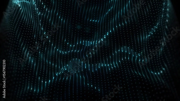 Fototapeta A Cyberpunk Dream of Digital Landscapes Dotted with Light Emitting Surfaces Suggesting a Futuristic Interface Woven Together to Create an Immersive Data Visualization
