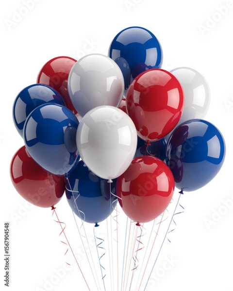 Obraz  A vibrant collection of balloons in patriotic blue, white, and red, perfect for celebrating national events and expressing French pride