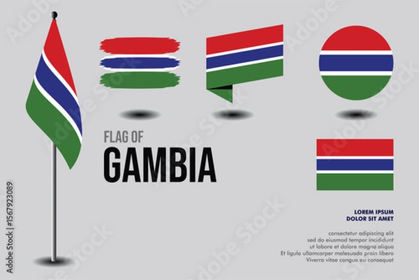 Obraz Set of Gambia flag in 5 designs