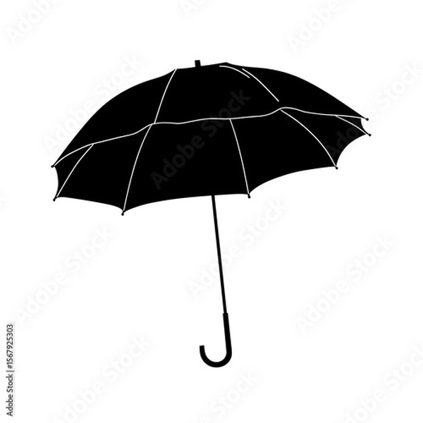 Obraz Black umbrella illustration, minimalist design, for weather-related themes, branding, or events