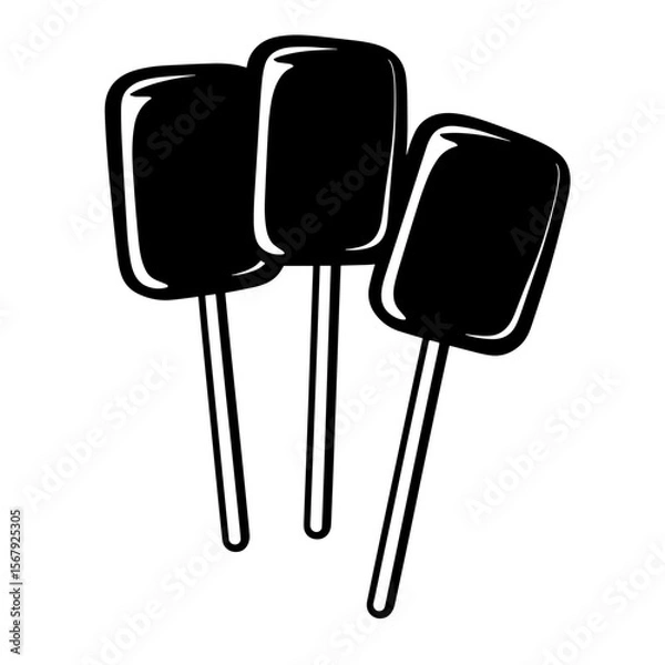 Obraz Three ice cream popsicles, minimalist style, for dessert promotion, summer events or celebrations