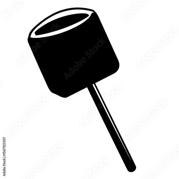 Obraz Single marshmallow on a stick, minimalist style, for dessert themes, campfire events, or promotions

