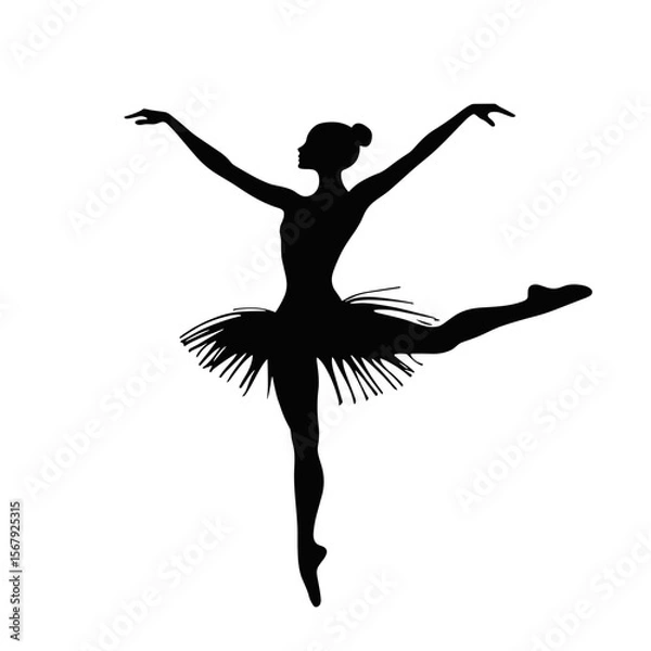 Obraz Silhouette of a ballerina in a tutu, showcasing grace and artistry, ideal for dance-themed promotions and events