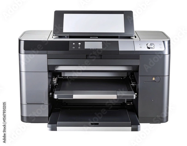 Obraz  Sleek Modern Digital Printer Front View, isolated on transparent background.