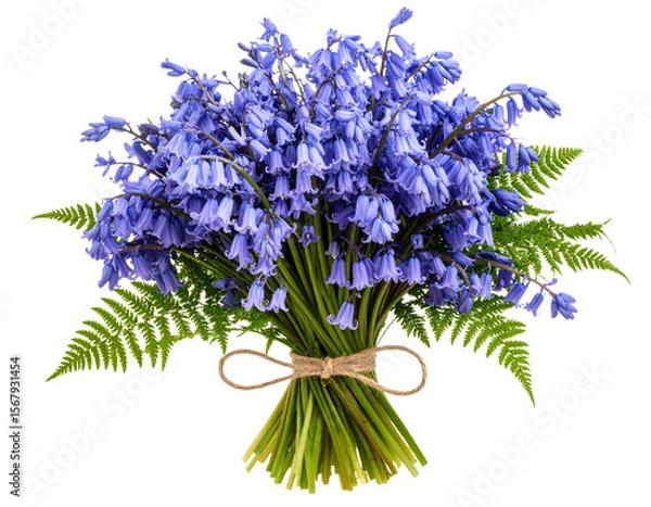 Fototapeta Romantic Bluebell Flower Bouquet in Soft Spring Tones, isolated on a transparent background.