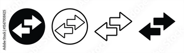 Obraz Data transfer arrow icon. set of left right arrows simple outline symbol. vector illustration on transparent background