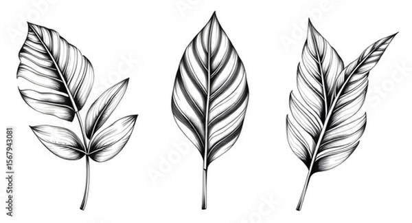 Fototapeta Green leaves on white background, Botanical leaf background, Leafy design, Fresh leaves backdrop, Green foliage on white, Nature leaves background, Minimal leaf design, Organic leaf pattern, Natural l