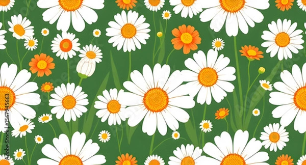 Fototapeta Seamless flower pattern, Floral seamless pattern, Repeating flower design, Flower background, Flower wallpaper, Botanical seamless pattern, Vintage floral pattern, Spring flower pattern, Hand-drawn fl