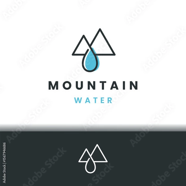 Fototapeta mountain water logo design, with the concept of mountains and water drops