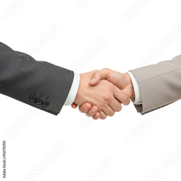 Fototapeta A professional handshake on a transparent background showcases agreement, partnership, and collaboration, making it suitable for business, corporate, and teamwork concepts.