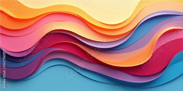 Fototapeta Abstract colorful wave vector illustration background with a vibrant rainbow curve pattern