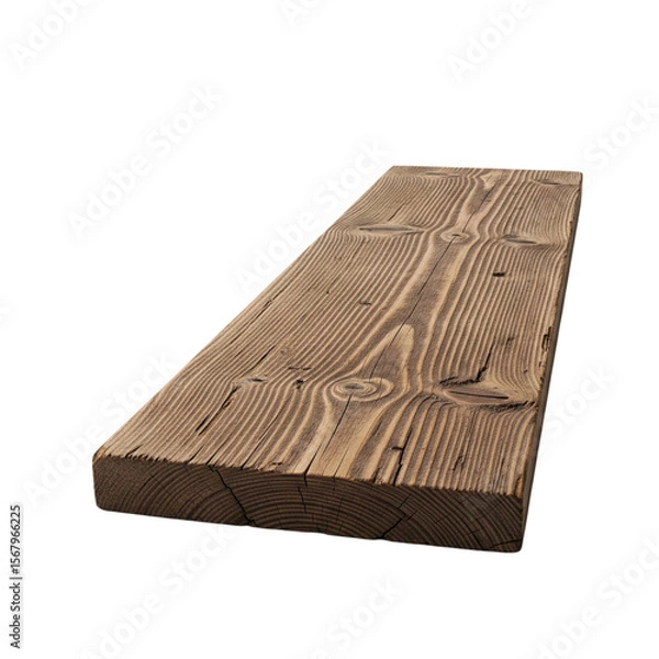 Fototapeta Rustic wooden plank shows rich grain detail and texture against a black background, perfect for adding natural element in design or backgrounds.