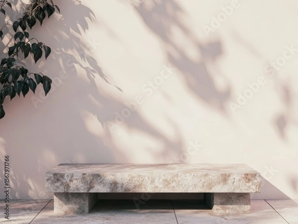 Fototapeta high quality picture of empty stone podium with minimalist background . Product presentation  display ideas high detail 8k