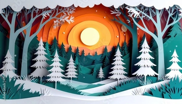 Obraz Whimsical hedgehog art in a forest pattern, a nature illustration of spring and summer's embrace