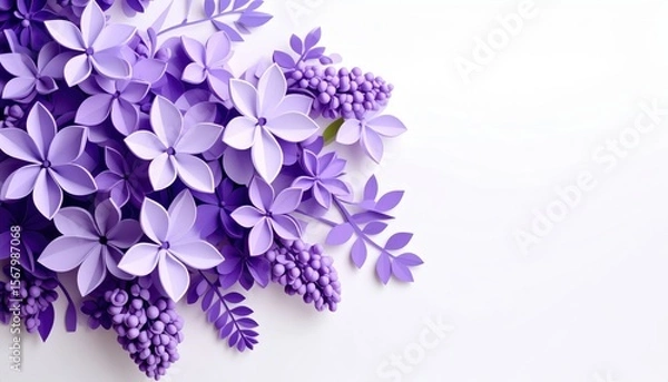 Obraz A beautiful bouquet of blue and lilac flowers, blooming in nature's vibrant spring