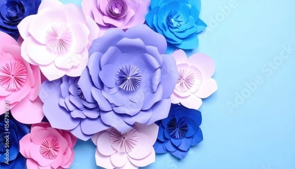 Obraz Vibrant blue flowers blossom against a white background, creating a beautiful spring bouquet
