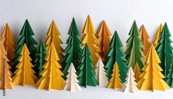 Obraz Green Christmas tree branches with leaves evoke the winter holiday season in a natural forest landscape