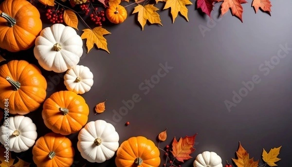 Obraz A spooky set of carved Halloween pumpkins with scary faces isolated on a white background, perfect for autumn holiday decorations