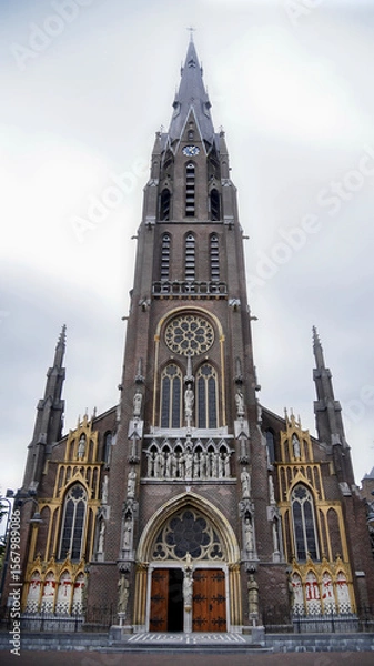 Obraz The front of the neo-gothic St. Lambert church, St. Lambertuskerk, in Veghel, Brabant, Netherlands. 