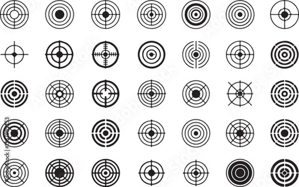 Fototapeta Target and aim icon set, crosshair, bullseye vector.Bullseye icon Graphic vector set for ui design.target icon. target icon set