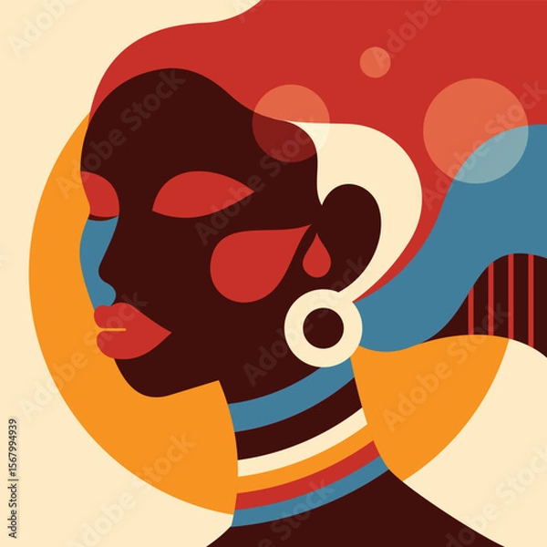 Fototapeta Afrofuturist Elegance, Abstract Portrait of a Woman