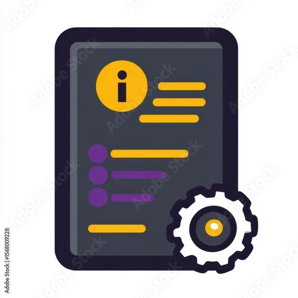 Fototapeta Information and settings icon with gear isolated on white background
