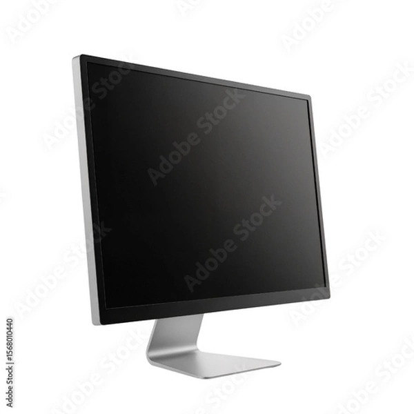 Obraz Sleek black computer monitor with a silver stand isolates on a transparent background