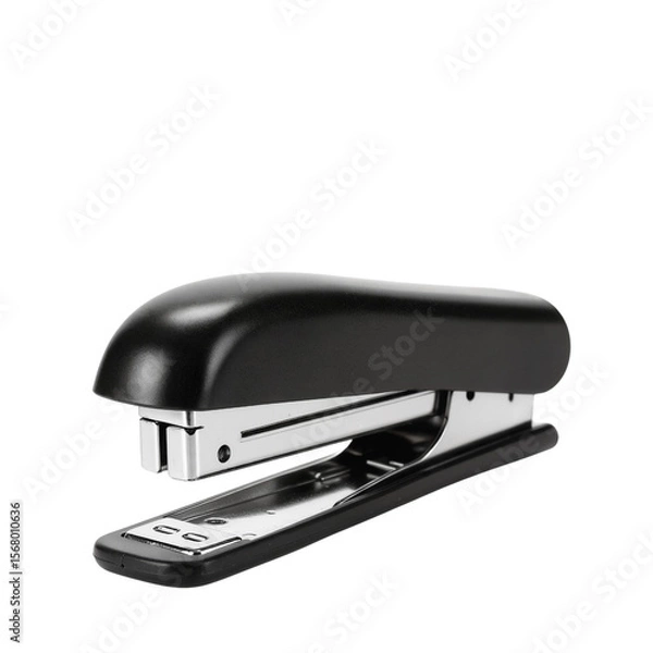 Obraz Black stapler with a chrome finish isolates on a transparent background