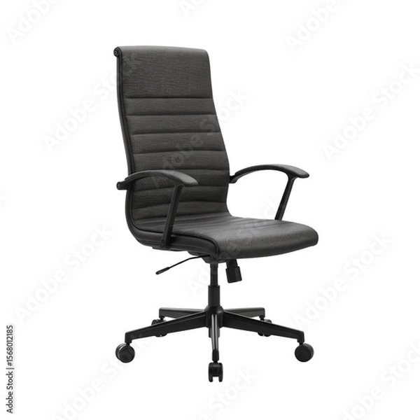 Obraz Ergonomic black office chair with high backrest isolates on a transparent background