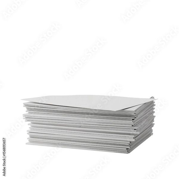 Obraz Stack of blank white paper sheets isolates on a transparent background