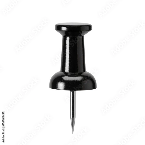 Obraz Black pushpin isolated for office use isolates on a transparent background
