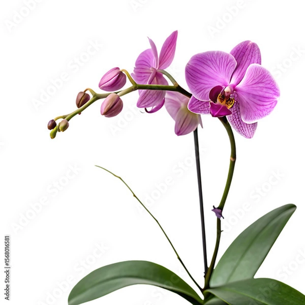 Obraz A single elegant purple orchid flower in full bloom isolated on a transparent background png