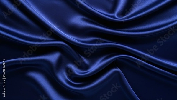 Fototapeta A smooth satin fabric in deep blue, capturing elegance.