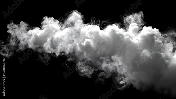 Obraz White Smoke Puff PNG | Steam Explosion Fog Cloud Effect Isolated on Transparent Black Background