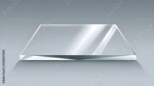 Obraz Glossy Transparent Acrylic Sheet Vector | Clear Plastic Panel with Realistic Light Reflections