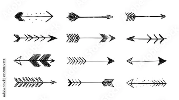 Obraz Hand Drawn Arrow Collection Vector | Simple Painted Arrow Icons Set Isolated on White Background