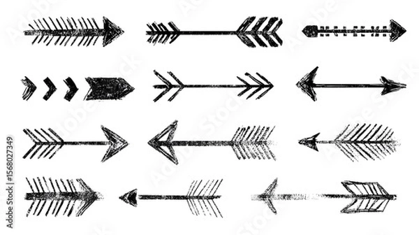 Obraz Hand Drawn Arrow Collection Vector | Simple Painted Arrow Icons Set Isolated on White Background