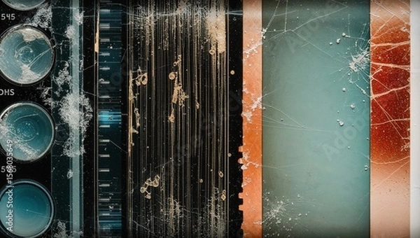 Fototapeta Artistic close-up of an old film reel with nostalgic effects.