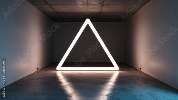 Fototapeta Illuminated triangle light adds a modern touch to space.