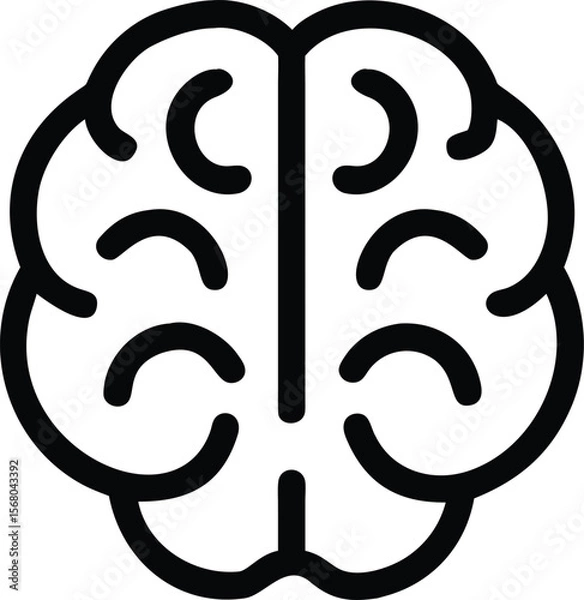 Fototapeta Brain Icon Vector  Intelligence, Creativity, Mind, Psychology, AI, and Innovation Symbol in Flat Design for Web, App, UI, and Educational Use
