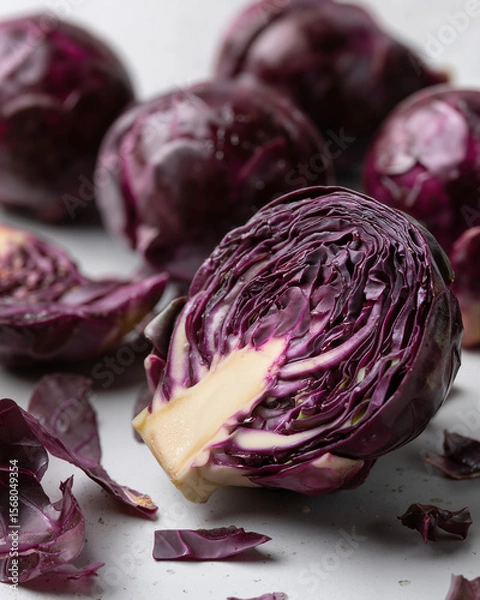 Fototapeta red cabbage isolated on white background