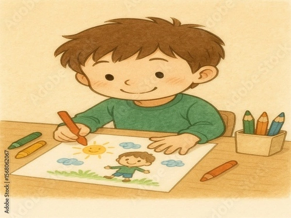 Obraz お絵描きをする男の子
