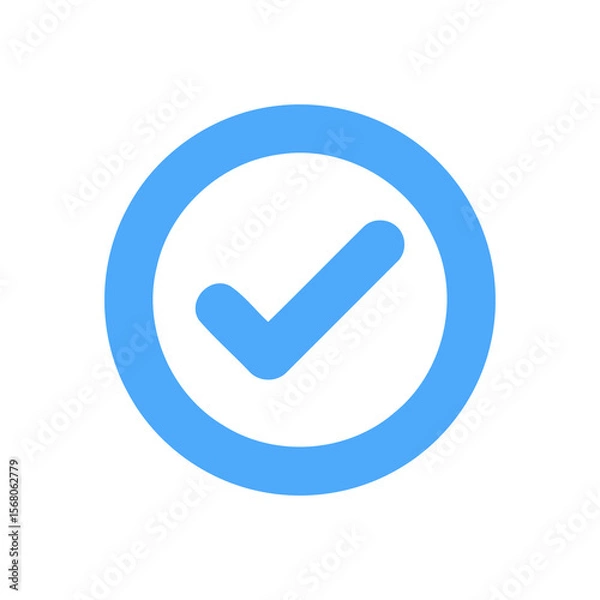 Fototapeta Modern Blue Checkmark Icon: Minimalist, Positive, and Approving Graphic Design Element for Website or App.