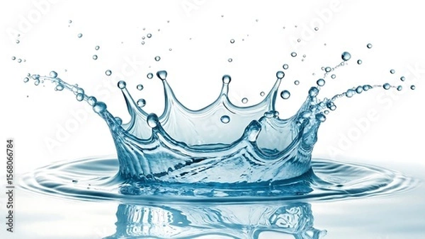Fototapeta Abstract water splash forming a crown, symbolizing freshness and clarity, perfect for drink brand visuals.