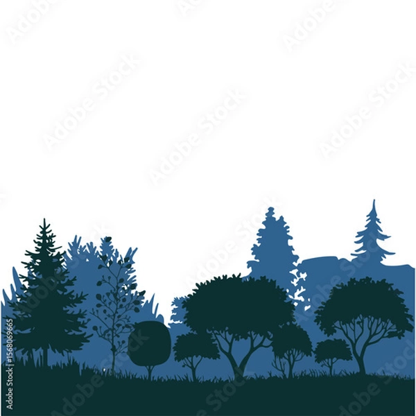 Fototapeta Silhouette of Trees in a Forest Landscape