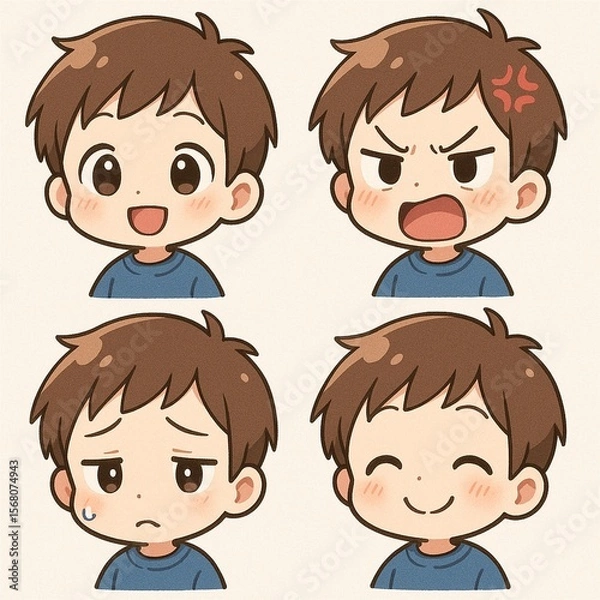 Obraz 男の子　4つの表情