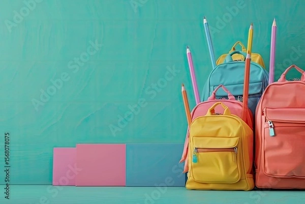 Obraz Premium Quality Image of Back to School Concept with Colorful Bags