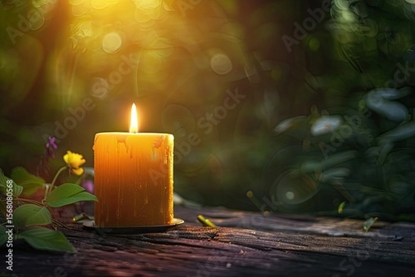 Obraz Vibrant Image of Glowing Candlelight Illuminates Tranquil Scene of Spirituality