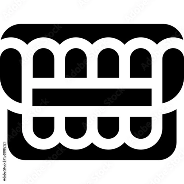 Fototapeta Minimalist line icon of teeth, symbolizing dental health, oral hygiene, and dentistry. Ideal for dental clinics, healthcare apps, toothpaste packaging, medical infographics, and UI UX design. Fully ed